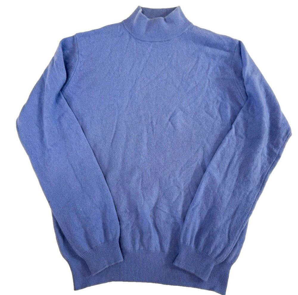 Charter Club Blue Solid Crew Neck Knit Cashmere Pullover Sweater Women S